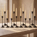12 Pcs Black Candlestick Holders, Vintage Metal Candle Holders Taper Candle Stands, Tall Black Brass Tapered Candle Holder for Wedding Tables Centerpieces Decor by Unknown