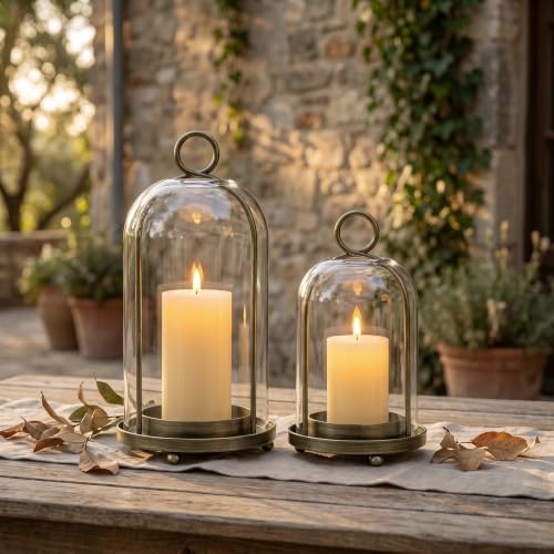 Glass Hurricane Candle Holder, Antique Pewter - Image 6