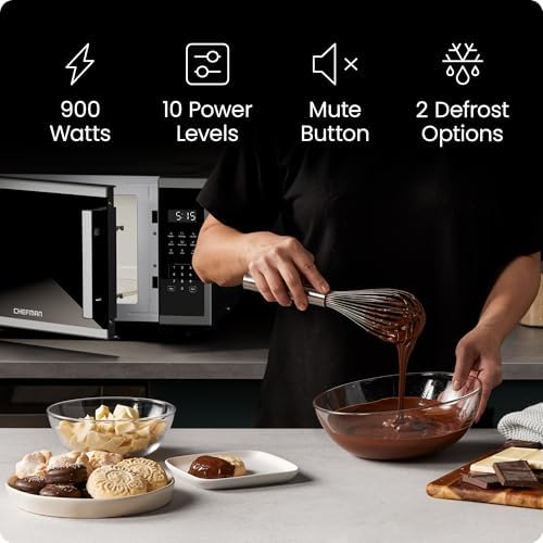 Chefman Countertop Microwave, 0.9 Cu Ft, 900W, Stainless Steel - Image 2