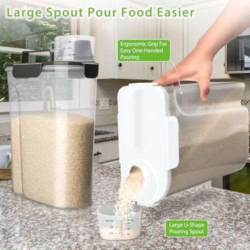 Viretec Rice Storage Container, 5 to 10lb Dry Food Airtight Dispenser, Pet Dog Cat Food Canister, BPA Free Clear Plastic Kitchen and Pantry Organization Bin for Oatmeal, Grain, Cereal, Pasta, Flour - Image 3
