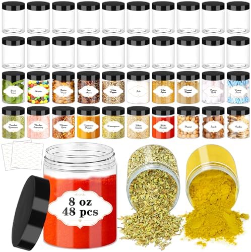 PeacePeo 8 OZ Plastic Jars with Lids, 48 Pcs Slime Storage Containers by PeacePeo