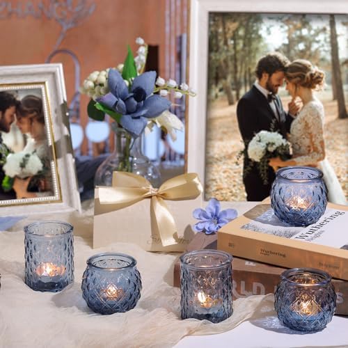 NITIME 36Pcs Assorted Blue Votive Candle Holders, Blue Candle Holders for Wedding Table Decor, Tea Lights Candle Holder for Table Centerpiece, Bridal Shower, Baby Shower Decorations - Image 5