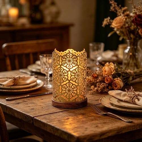 Hosley Metal Diamond Cut Design Candle Holder 7.5 Inch High, Gold Perfect for Home Decor, Lighting, Wedding, Parties, Gifting - Image 5