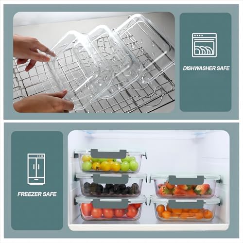 KOMUEE 30 oz 5 Pack Glass Meal Prep Containers 2 Compartments - Image 5