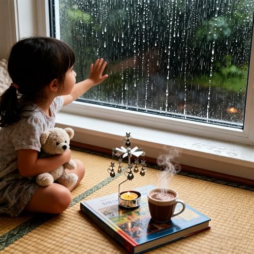 kingnero Rotary Candle Holder Spinning Candleholder Tea Light Candle Powered Carousel Small Gift Cat Stainless Steel - Image 5