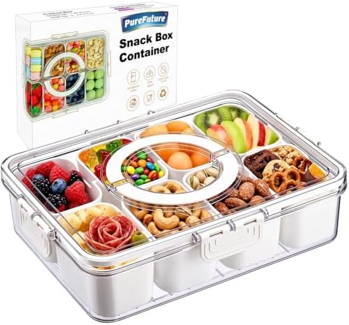 Pure Future 8-Compartment Snackle Box with Handle | Divided Snack Tray by PureFuture