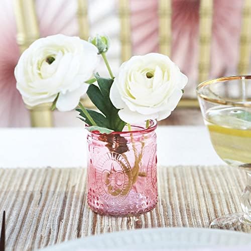 24PCS Kate Aspen Tea Light Holder, Vintage Glass Tealight Votive Candle Holders, Perfect Wedding Favor, Bachelorette Favor or Bridal Shower Favor - Pink - Image 5