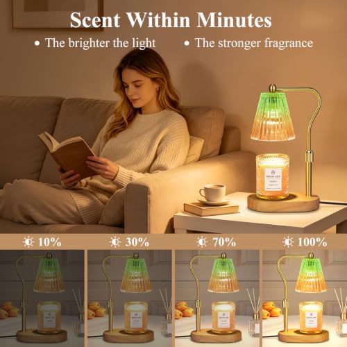 seenlast Green Gold Candle Warmer Lamp with Timer Dimmer Adjustable Height,Mothers Day Gifts,Electric Wax Warmer Vintage Home Decor for Scented Jar Candles,Birthday Gifts for Women - Image 5