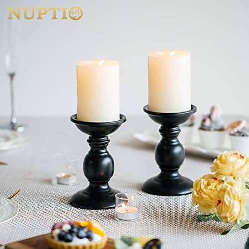 2 Pcs Black Pillar Candle Holders, Most Ideal for 3" Pillar Candles, Gifts for Wedding, Party, Home, Spa, Reiki, Votive Candle (2 x S) - Image 2