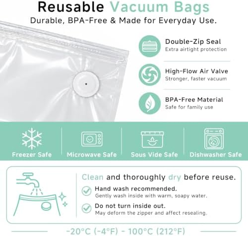 Mehomeli Compact Handheld Vacuum Sealer for Food with 30 Reusable Bags - Image 6