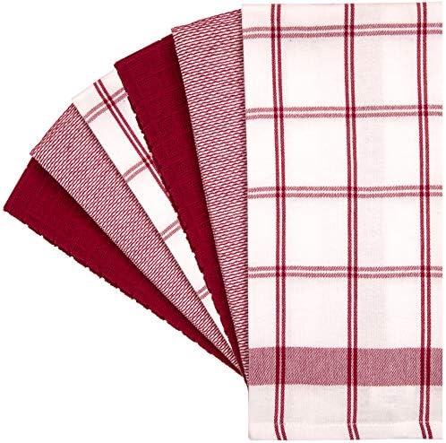 Premium Kitchen Towels 6 Pack 100% Cotton, 20"x28" Dish Towels - Red Check - Image 4