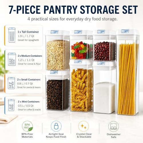 Clear Airtight Food Storage Containers, 7-Piece Set - Image 5