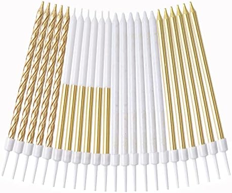 PHD CAKE Gold Metallic Long Thin Birthday Candles, Party Decorations - Image 4