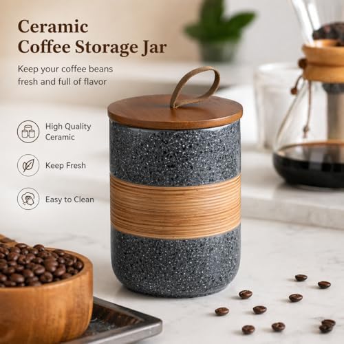 Miamolo Airtight Coffee Container, Ceramic Jar with Lid for Coffee Storage - Image 2