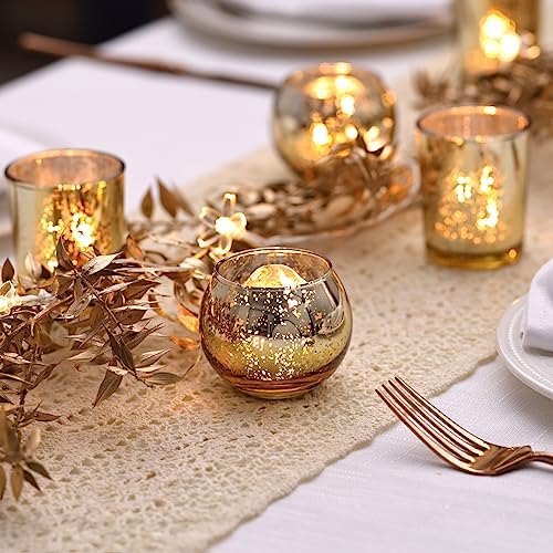 LETINE Gold Votive Candle Holders Set of 36 - Speckled Mercury Gold Glass Candle Holder Bulk - Ideal Spring Summer Decor for Wedding Centerpiece Table，Valentine's Day Decorations Indoor - Image 3