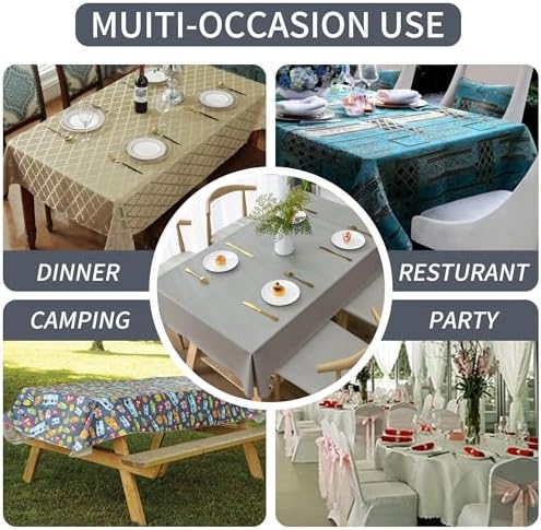 Rectangle Table Cloth,100% Waterproof Tablecloth Oil Proof Spill Proof Vinyl Table Cloth, Wipe Clean Plastic Table Cover for Dining, Camping, Indoor and Outdoor 54" x 84",Grey - Image 5