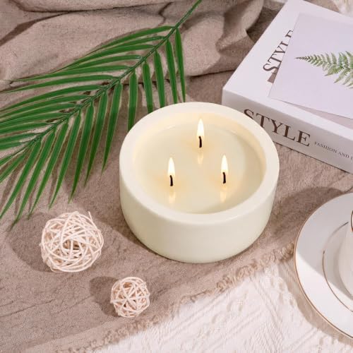 Viyffo 20oz Large Fall Scented Candle – Coconut Vanilla, 3 Wick Non Toxic Soy Candle, Ivory White Ceramic Jar, Luxury Home Fragrance, Elegant Room Décor & Premium Birthday Gift - Image 4