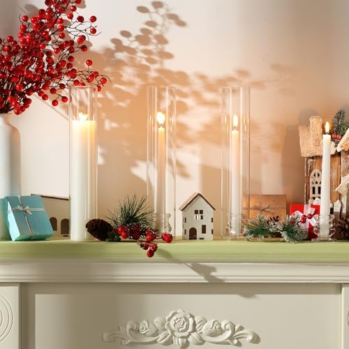 Teenyyou 96 Set Glass Hurricane Candle Holders Candlestick Bulk 12.6",Clear - Image 7