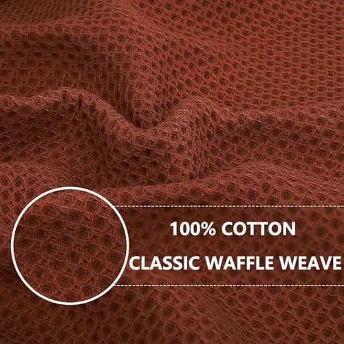 Homaxy 100% Cotton Waffle Weave Kitchen Dish Cloths 18-Pack, Rust - Image 2