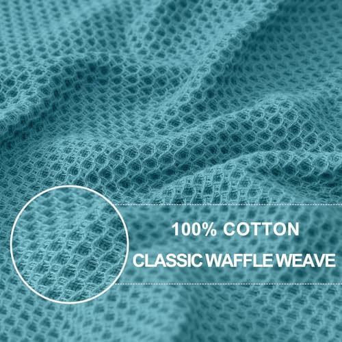 Homaxy 100% Cotton Waffle Weave Kitchen Dish Towels 8-Pack, Lake Blue - Image 2