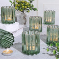6 Pcs Votive Candle Holder, Green Glass Tea Light Candle Holders by LOVELIGHTLOVELIFE