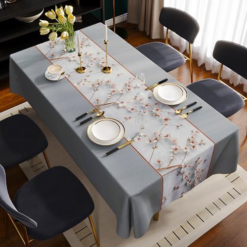 Rectangle Table Cloth,100% Waterproof Tablecloth Oil Proof Spill Proof Vinyl Table Cloth, Wipe Clean Plastic Table Cover for Dining, Camping, Indoor and Outdoor 54" x 84",Prunus Persica by Unknown