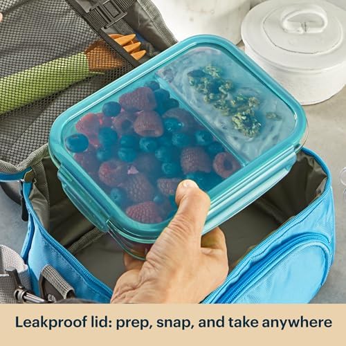 Pyrex Glass Meal Box (5-Pack, 2.3 Cup) Divided Compartments, Locking Lids - Image 6