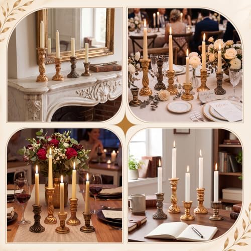 8 Pcs Christmas Vintage Candlestick Holders, Mixed - Image 6