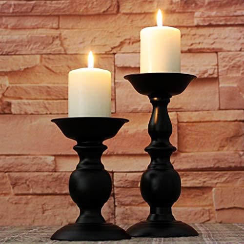 Black Metal Pillar Candle Holders Set of 2 - Image 4