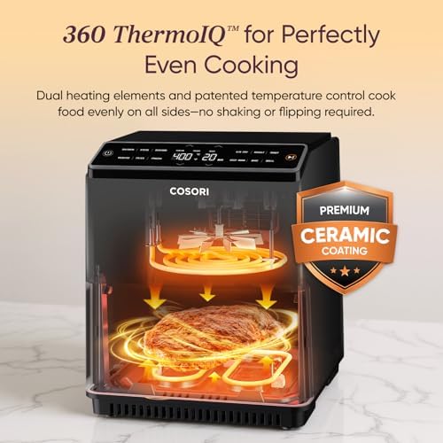 Cosori Smart Air Fryer 6.8 Qt, Dual Heating Elements, Ceramic Coating, Gray - Image 2