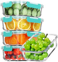 VERONES 5 PACK 36 OZ Glass Meal Prep Containers Set with Lids, Green by VERONES