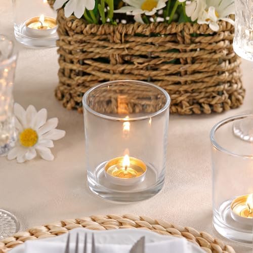 DARJEN 6 Pcs Large Clear Votive Candle Holder Tea Light Candle Holder Glass - Image 3