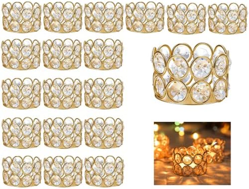 Gold Crystal Tealight Candleholders - Pack of 20 Tea Lamp Candle Holders by Lovecat