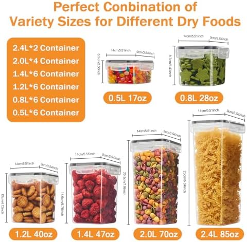 30 PCS Airtight Food Storage Containers with Lids, Plastic Kitchen and Organization Canisters for Cereal, Dry Food, Flour and Sugar, BPA-Free, PVC-Free, Includes Labels & Marker - Image 4