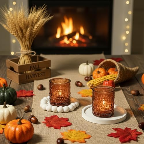 36 Pack Votive Candle Holders, Amber Candle Holders for Fall Centerpiece - Image 2