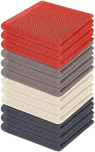 Homaxy 100% Cotton Waffle Weave Kitchen Dish Cloths 12-Pack, Multicolor by Homaxy