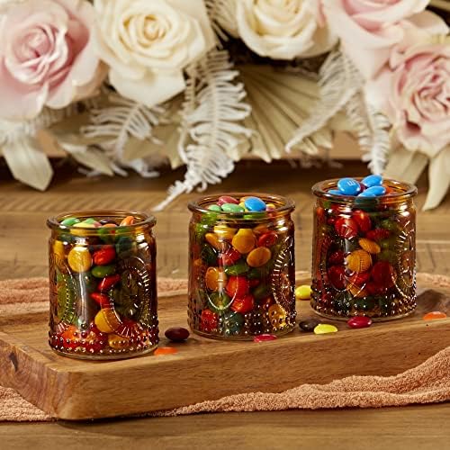 Kate Aspen Vintage Amber Glass Tea Light Candle Holders Set of 4 - Votive Holders for Home Decor, Fall Table Decorations, Bathroom Candles, Kitchen Shelf Decor, and Wedding Centerpieces - Image 4