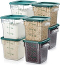 CURTA 8-Pack 4 Qt NSF Clear Polycarbonate Food Storage Containers with Green Lids - Square, Commercial-Grade, Freezer & Dishwasher Safe, Stackable by CURTA