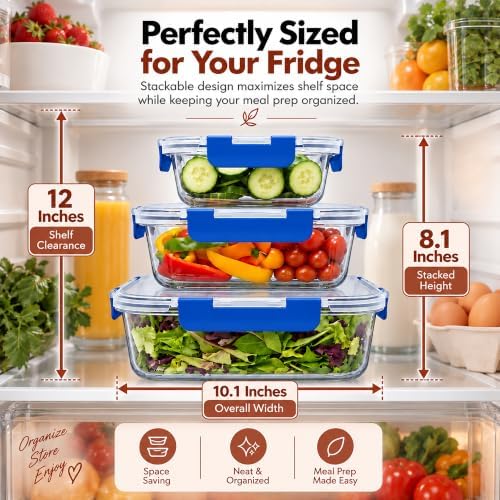 Razab 3 Pack Leakproof Glass Food Storage Containers with Airtight Lids - Image 2