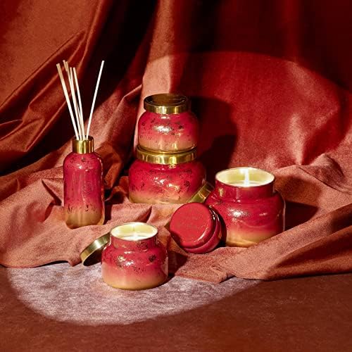 Capri Blue Glimmer Petite Signature Jar Candle - Apple Cider Social Scented Candle with Ombre Glass Candle Holder - Luxury Aromatherapy Candle - Red and Gold (8 oz) - Image 6