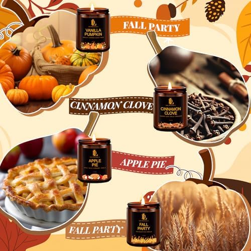 DL DREAMY DEWLA Fall Candles Set for Home Scented, 4 Pack 28oz, Soy Wax - Image 5