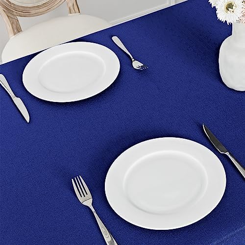 Veblandy Rectangle Tablecloth Waterproof 52x70 inch Linen Textured Table Cloth Stain and Wrinkle Resistant Washable, Decorative Fabric Table Cover for Dining, Party and Camping, Royal Blue - Image 2