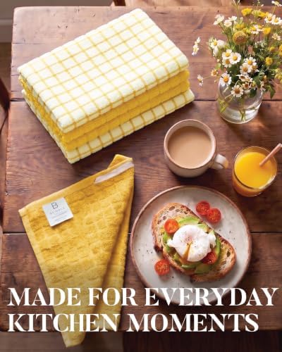 Bumble Kitchen Towels (6-Pack), 16"x28", 100% Cotton Dish Towels - Yellow - Image 2