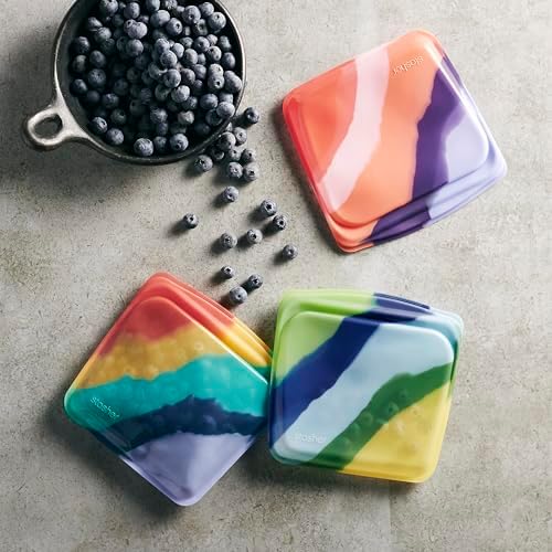 Stasher Premium Reusable Silicone Bags and Lunch Bag, 3-Pack, Artivism - Image 2
