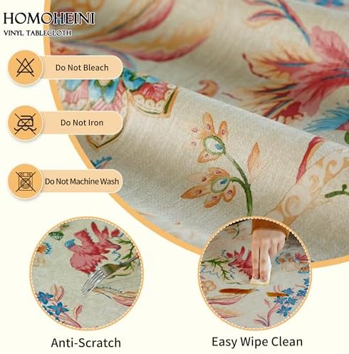 Rectangle Table Cloth,100% Waterproof Tablecloth Oil Proof Spill Proof Vinyl Table Cloth, Wipe Clean Plastic Table Cover for Dining, Camping, Indoor and Outdoor 54" x 78",Songbird - Image 3