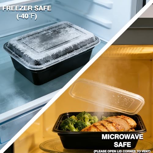 KUMD 20-Pack (40 Pieces) 32 oz Meal Prep Containers Reusable with Lids - Image 5
