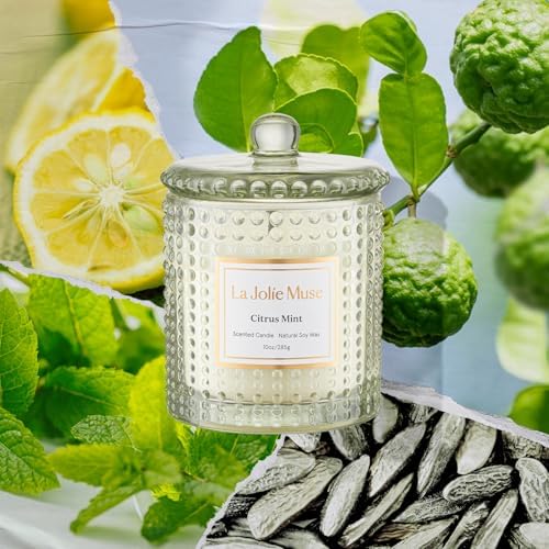 LA JOLIE MUSE Citrus Mint Scented Candles for Home, Natural Soy Wax, 55 Hrs - Image 2
