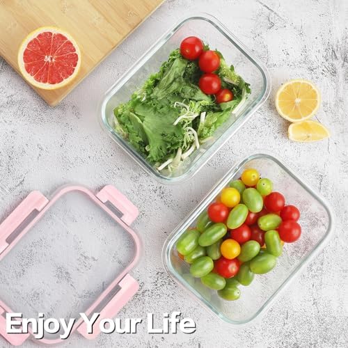 4 Pieces 63oz Large Glass Food Storage Containers with Lids for Meal Prep - Image 7
