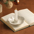 Ceramic Taper Candle Holder, 4.72 in Polished Round Base Tray by QNMUSUNC