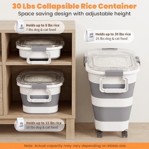 30 Lbs Rice Container, Collapsible Dog Food Storage Container - Image 3